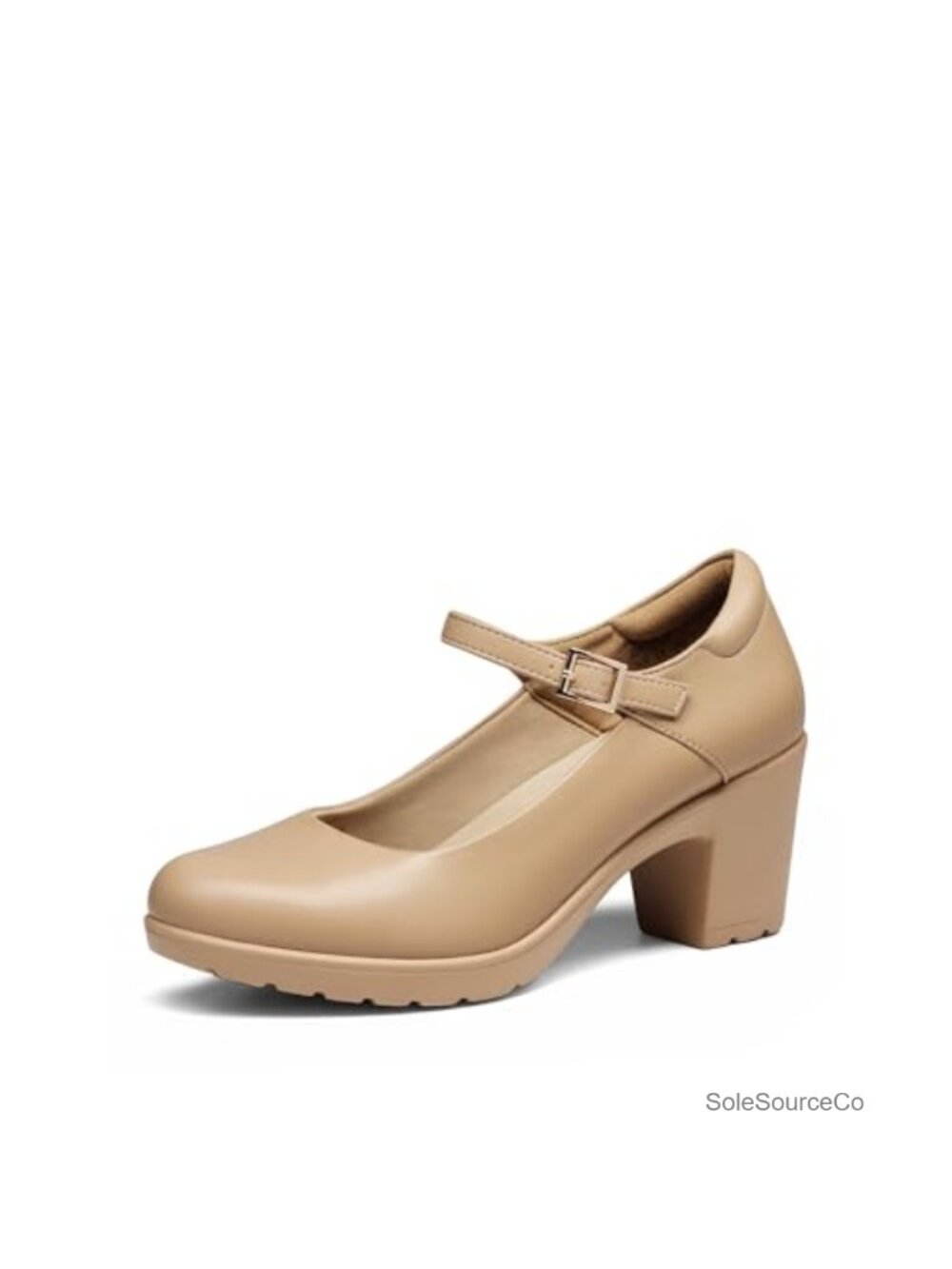 Mary Jane Arch Support Block Heels PU Leather Pumps